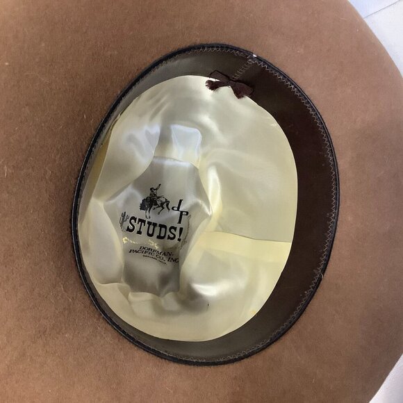 Studs DP Dorfman Pacific Company Western Cowboy Hat Brown - Picture 11 of 12